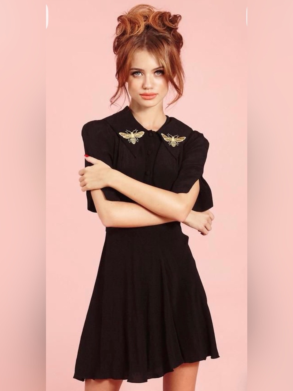 Coco Fennell Black Bee Vintage Inspired Mini Dress Size 6